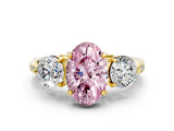 Yellow gold Three-Stone Fancy Pink Oval Cut Diamond Channel Set Engagement Ring with Prong Setting_12