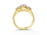 Yellow gold Three-Stone Fancy Pink Oval Cut Diamond Engagement Ring with Prong Setting_6
