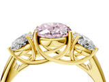 Yellow gold Three-Stone Fancy Pink Oval Cut Diamond Engagement Ring with Prong Setting_7