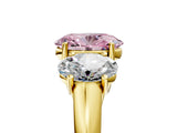 Yellow gold Three-Stone Fancy Pink Oval Cut Diamond Engagement Ring with Prong Setting_8
