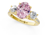 Yellow gold Three-Stone Fancy Pink Oval  Cut Diamond Pavé Band with Four-Prong Setting_29