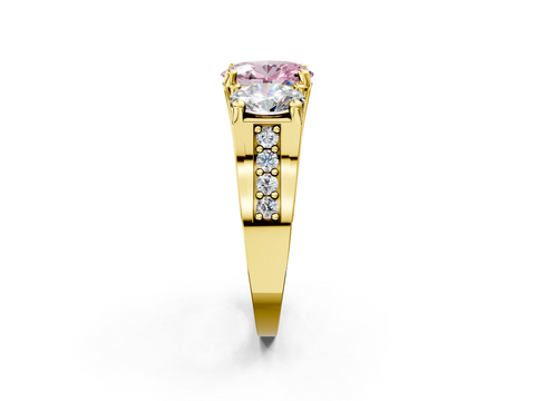 Yellow gold Three-Stone Fancy Pink Oval  Cut Diamond Ring with Channel-Set Band and Four-Prong Setting_34