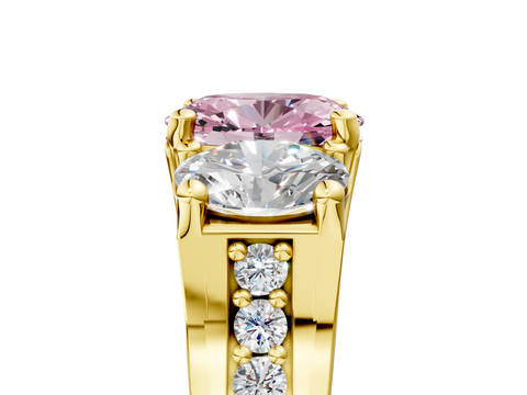 Yellow gold Three-Stone Fancy Pink Oval  Cut Diamond Ring with Channel-Set Band and Four-Prong Setting_37