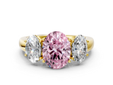 Yellow gold Three-Stone Fancy Pink Oval  Cut Diamond Ring with Channel-Set Band and Four-Prong Setting_68