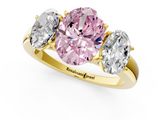Yellow gold Three-Stone Fancy Pink Oval  Cut Diamond Ring with Channel-Set Band and Four-Prong Setting_69