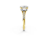 Yellow gold Three-Stone Fancy Pink Oval Cut Diamond Ring with Pavé Band and Prong Setting_51
