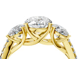 Yellow gold Three-Stone Fancy Pink Oval Cut Diamond Ring with Pavé Band and Prong Setting_65