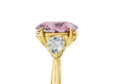 Yellow gold Three-Stone Fancy Pink Oval  Cut Diamond Ring with Pear Side Stones in Four-Prong Setting_114
