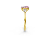 Yellow gold Three-Stone Fancy Pink Oval Cut Diamond Ring with Pear  Side Stones in Four-Prong Setting_38