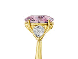 Yellow gold Three-Stone Fancy Pink Oval Cut Diamond Ring with Pear  Side Stones in Four-Prong Setting_41