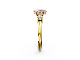 Yellow gold Three-Stone Fancy Pink Oval  Cut Diamond Solitaire with Prong Setting and Classic Band_73