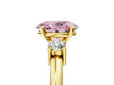 Yellow gold Three-Stone Fancy Pink Oval  Cut Diamond Solitaire with Prong Setting and Classic Band_76