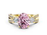 Yellow gold Three-Stone Fancy Pink Oval  Cut Diamond Twist Band with Prong Setting_38