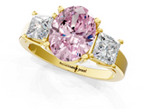 Yellow gold Three-Stone Fancy Pink Oval  Cut Solitaire Ring with Prong Setting_4