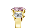Yellow gold Three-Stone Fancy Pink Oval  Cut Solitaire Ring with Prong Setting_8