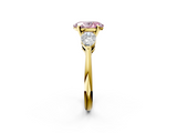 Yellow gold Three-Stone Fancy Pink Oval  Diamond Ring with Pear Side Stones in Four-Prong Setting_61