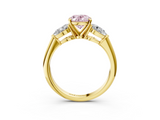 Yellow gold Three-Stone Fancy Pink Oval  Diamond Ring with Pear Side Stones in Four-Prong Setting_62