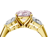 Yellow gold Three-Stone Fancy Pink Oval  Diamond Ring with Pear Side Stones in Four-Prong Setting_63