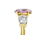 Yellow gold Three-Stone Fancy Pink Oval  Diamond Ring with Pear Side Stones in Four-Prong Setting_64