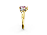 Yellow gold Three-Stone Fancy Pink Pear  Brilliant Cut Solitaire Ring with Prong Setting on a Classic Band 2