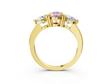 Yellow gold Three-Stone Fancy Pink Pear  Brilliant Cut Solitaire Ring with Prong Setting on a Classic Band 3