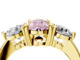 Yellow gold Three-Stone Fancy Pink Pear  Brilliant Cut Solitaire Ring with Prong Setting on a Classic Band 4