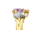 Yellow gold Three-Stone Fancy Pink Pear  Brilliant Cut Solitaire Ring with Prong Setting on a Classic Band 5