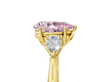 Yellow gold Three-Stone Fancy Pink Pear Cut Brilliant Diamond Solitaire Ring with Tapered Band and Four-Prong Setting_11