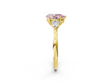 Yellow gold Three-Stone Fancy Pink Pear Cut Brilliant Diamond Solitaire Ring with Tapered Band and Four-Prong Setting_8