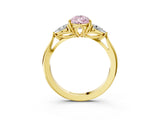 Yellow gold Three-Stone Fancy Pink Pear Cut Brilliant Diamond Solitaire Ring with Tapered Band and Four-Prong Setting_9