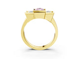 Yellow gold Three Stone Fancy Pink Pear Cut Cut Channel Set Diamond Ring_3