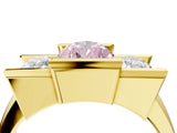Yellow gold Three Stone Fancy Pink Pear Cut Cut Channel Set Diamond Ring_4