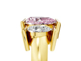 Yellow gold Three Stone Fancy Pink Pear Cut Cut Channel Set Diamond Ring_5