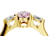 Yellow gold Three-Stone Fancy Pink Pear Cut Cut Classic Band Prong Setting Ring_4