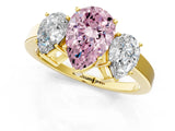 Yellow gold Three-Stone Fancy Pink Pear Cut Cut Diamond Engagement Ring with Flat Band and Four-Prong Setting_13