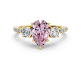 Yellow gold Three-Stone Fancy Pink Pear Cut Cut Diamond Pavé Band with Prong Setting_27