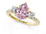 Yellow gold Three-Stone Fancy Pink Pear Cut Cut Diamond Pavé Band with Prong Setting_28