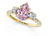 Yellow gold Three-Stone Fancy Pink Pear Cut Cut Diamond Pavé Band with Prong Setting_40