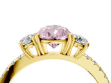 Yellow gold Three-Stone Fancy Pink Pear Cut Cut Diamond Pavé Band with Prong Setting_43