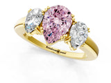 Yellow gold Three-Stone Fancy Pink Pear Cut Cut Diamond Ring with Channel Set Band and Four-Prong Setting_1
