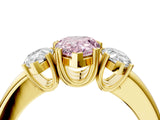 Yellow gold Three-Stone Fancy Pink Pear Cut Cut Diamond Ring with Channel Set Band and Four-Prong Setting_4