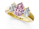 Yellow gold Three-Stone Fancy Pink Pear Cut Cut Diamond Ring with Prong Setting and Classic Band_1