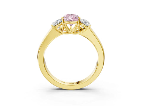 Yellow gold Three-Stone Fancy Pink Pear Cut Cut Diamond Ring with Prong Setting and Classic Band_3