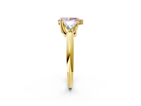 Yellow gold Three-Stone Fancy Pink Pear Cut Cut Diamond Ring with Trillion Side Stones and Four-Prong Setting_5