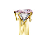 Yellow gold Three-Stone Fancy Pink Pear Cut Cut Diamond Ring with Trillion Side Stones on a Split Shank Band_5