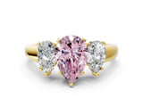Yellow gold Three-Stone Fancy Pink Pear Cut Cut Solitaire Ring with Classic Prong Setting
