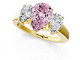 Yellow gold Three-Stone Fancy Pink Pear Cut Cut Solitaire Ring with Classic Prong Setting_1