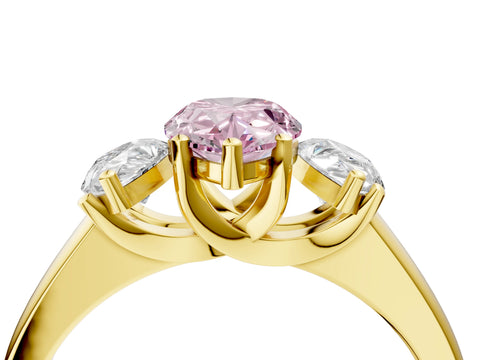 Yellow gold Three-Stone Fancy Pink Pear Cut Cut Solitaire Ring with Classic Prong Setting_4