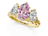 Yellow gold Three-Stone Fancy Pink Pear Cut Diamond Braided Band Ring with Four-Prong Setting_41