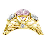 Yellow gold Three-Stone Fancy Pink Pear Cut Diamond Braided Band Ring with Four-Prong Setting_44